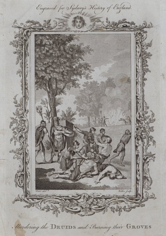 Druidleri Öldürmek ve Korularını Yakmak (gravür) by Samuel (after) Wale