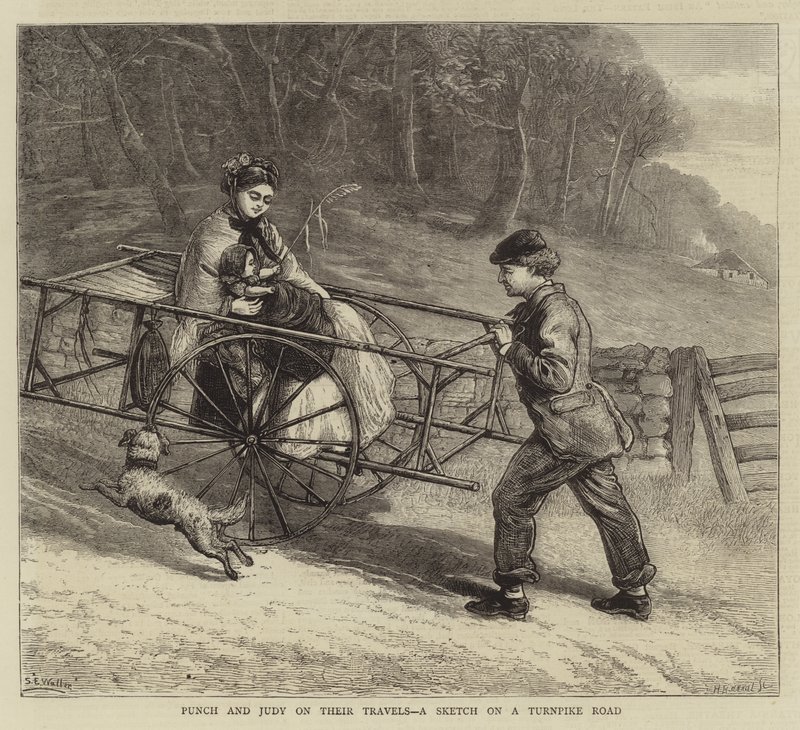 Punch ve Judy Seyahatlerinde, Turnpike Yolunda Bir Eskiz by Samuel Edmund Waller