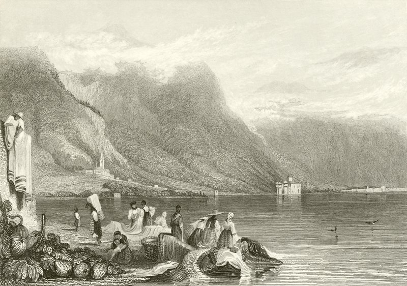 Chillon Kalesi, Cenevre Gölü, İsviçre by Samuel Prout