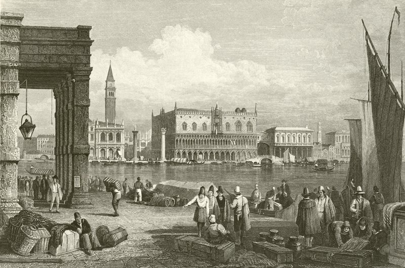 Büyük Kanal ve Doge Sarayı, Venedik by Samuel Prout