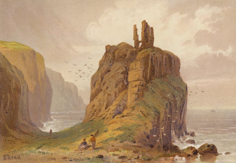 Kuzey İrlanda, Dunseverick Kalesi (renkli taş) by Samuel Read