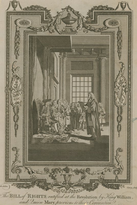 Haklar Bildirgesi Devrimde Kral William ve Kraliçe Mary tarafından onaylandı by Samuel Wale