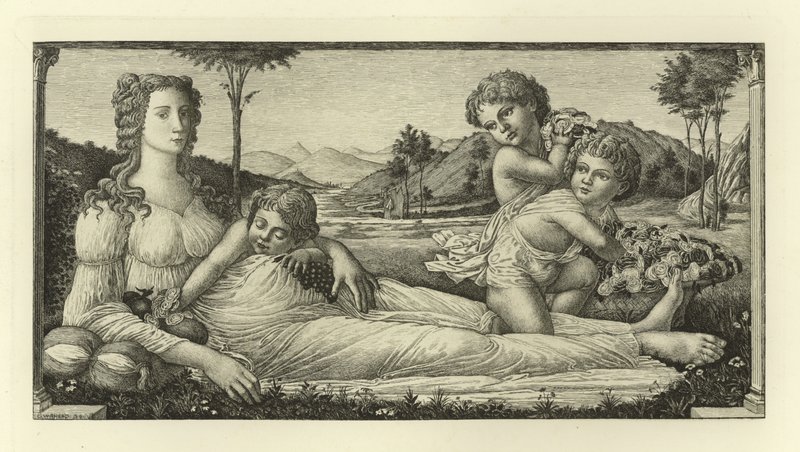 Venüs Cupid ile uzanıyor by Sandro Botticelli