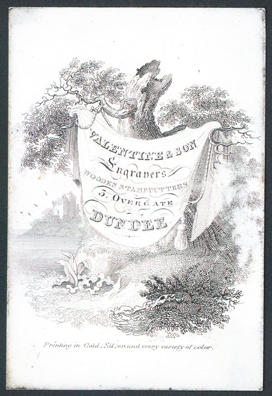 Valentine & Son, oymacılar ve ahşap damga kesiciler, ticaret kartı by Scottish School
