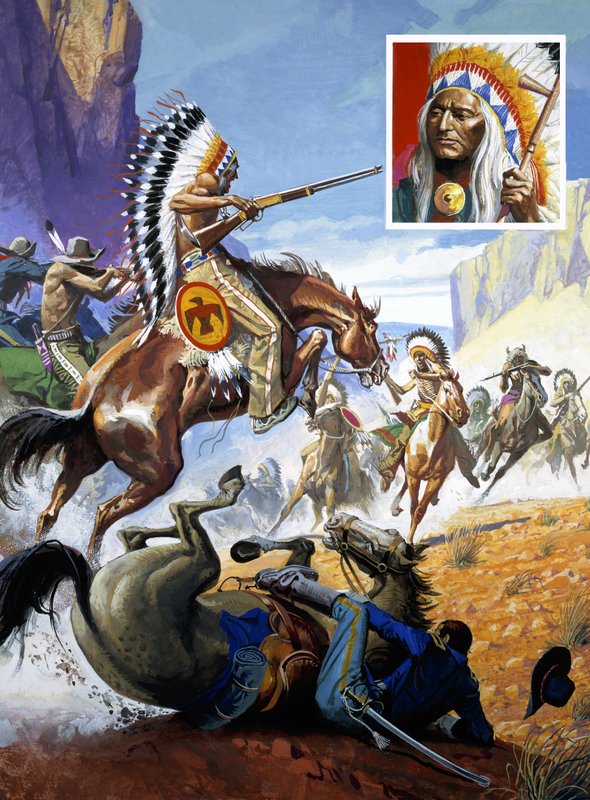 Amerikan Yerlileri ve Amerikan Askerleri Arasında Bir Çatışma (kağıt üzerine guaj) by Severino Baraldi