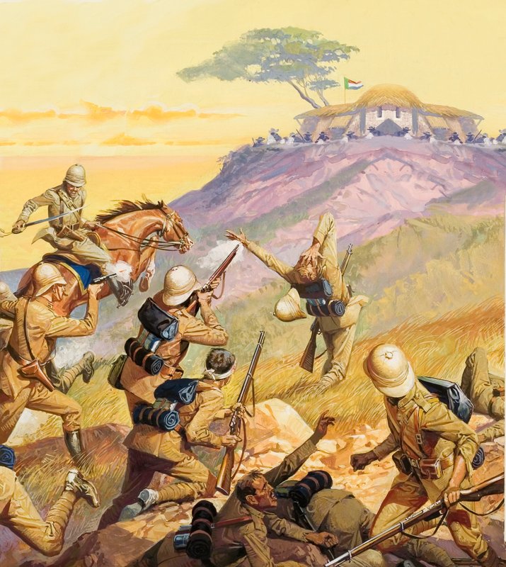 İngiliz askerleri bir Boer mevzisine saldırıyor by Severino Baraldi
