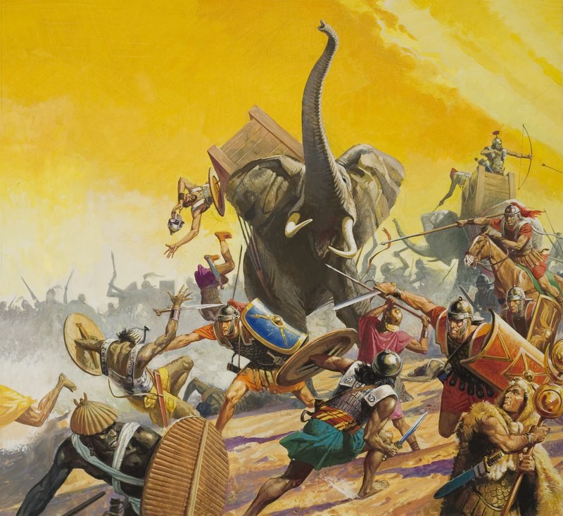 Hannibal ve Scipio (kağıt üzerine guaj) by Severino Baraldi