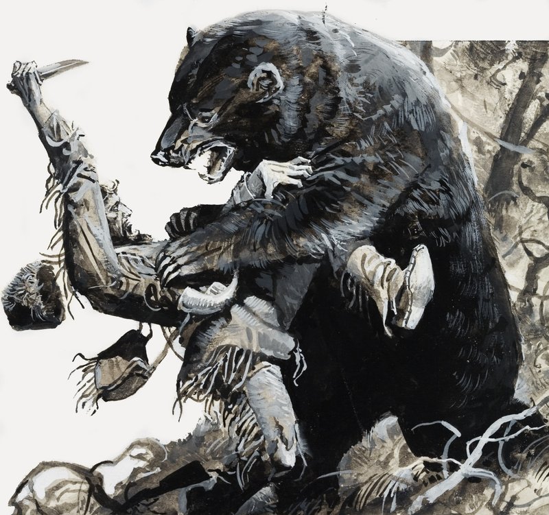 Hugh Glass bir ayı tarafından parçalanıyor by Severino Baraldi
