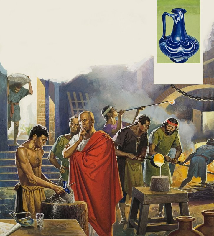 Roma Cam Fabrikası (kağıt üzerine guaj) by Severino Baraldi