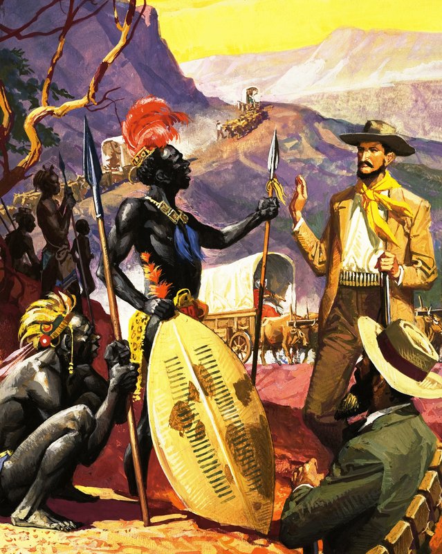 Kimliği belirsiz Afrikalı yerleşimciler yerlilerle buluşuyor by Severino Baraldi