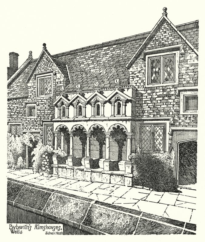 Bubwith'in Sadaka Evleri, Wells (gravür) by Sidney Heath