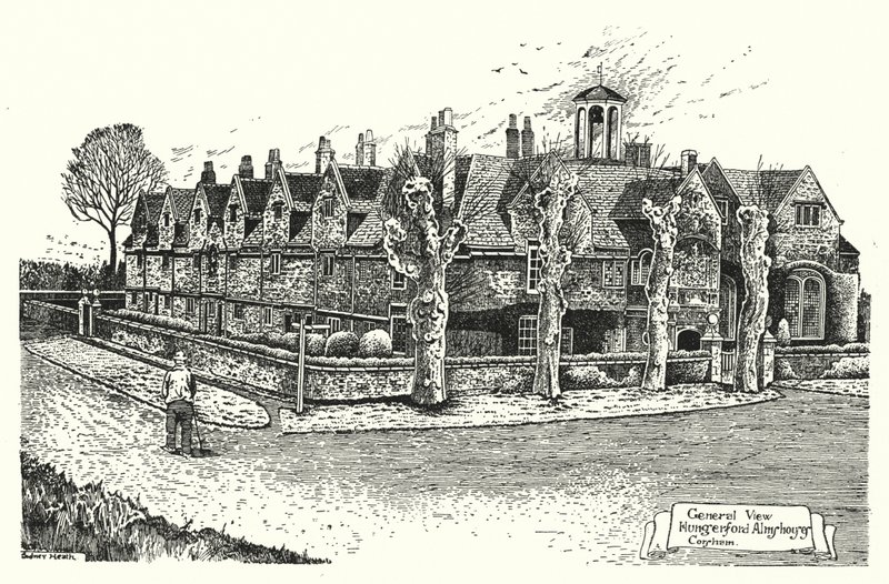 Genel Görünüm, Hungerford Almshouses, Corsham (gravür) by Sidney Heath