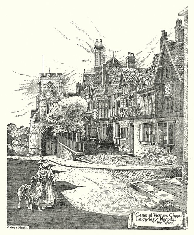 Genel Görünüm ve Şapel, Leicester Hastanesi, Warwick (gravür) by Sidney Heath