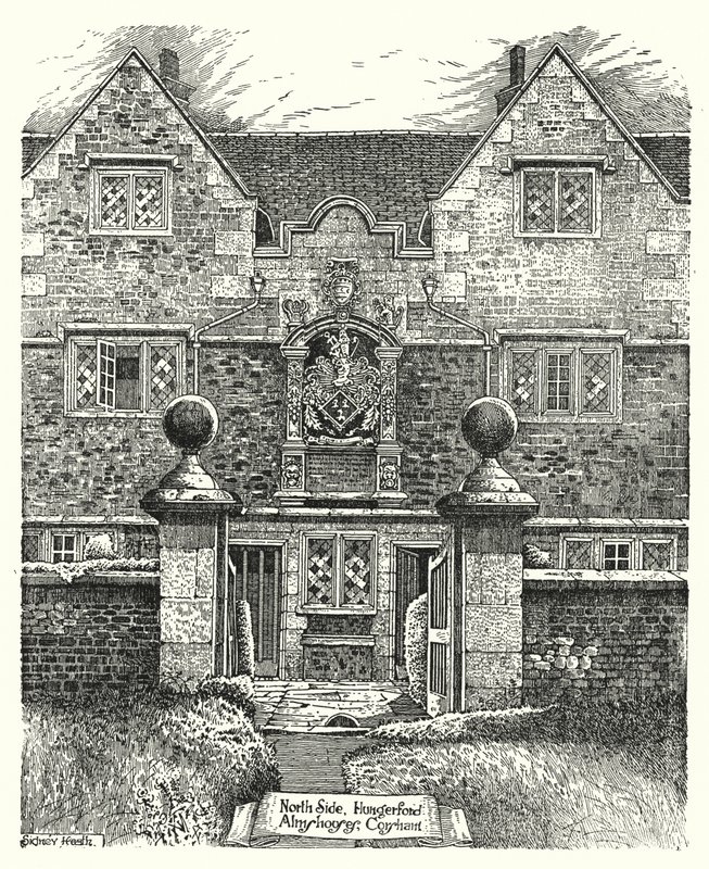 Kuzey Yakası, Hungerford Almshouses, Corsham (gravür) by Sidney Heath