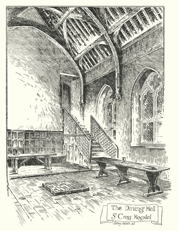 Yemekhane, St Cross Hastanesi (gravür) by Sidney Heath