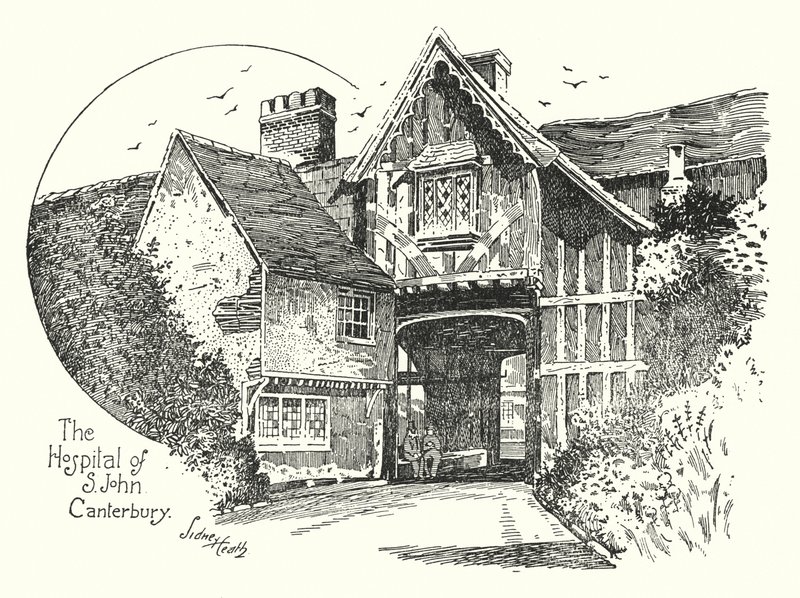 S John Hastanesi, Canterbury (gravür) by Sidney Heath