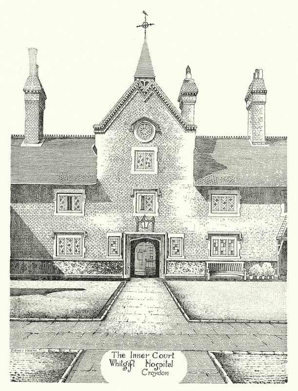 The Inner Court, Whitgift Hastanesi, Croydon (gravür) by Sidney Heath