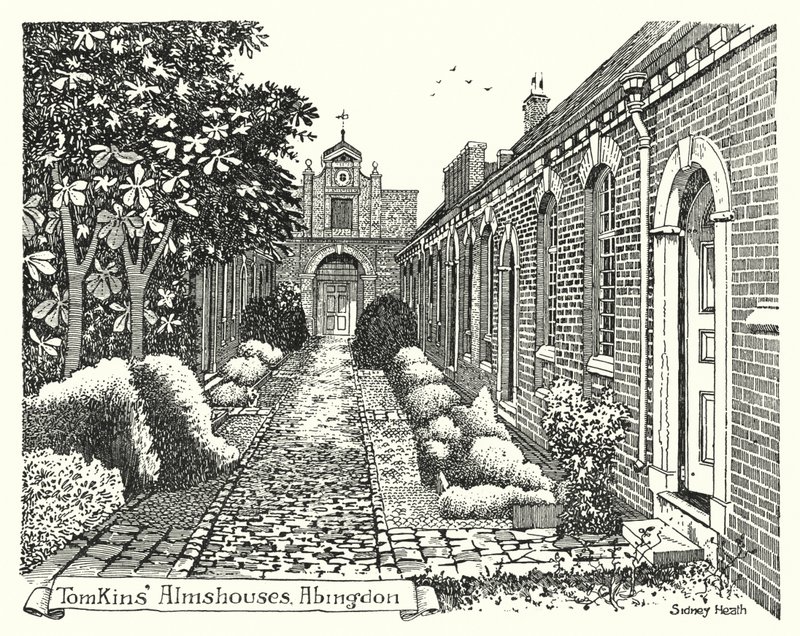 Tomkins'in İmaret Evleri, Abingdon (gravür) by Sidney Heath