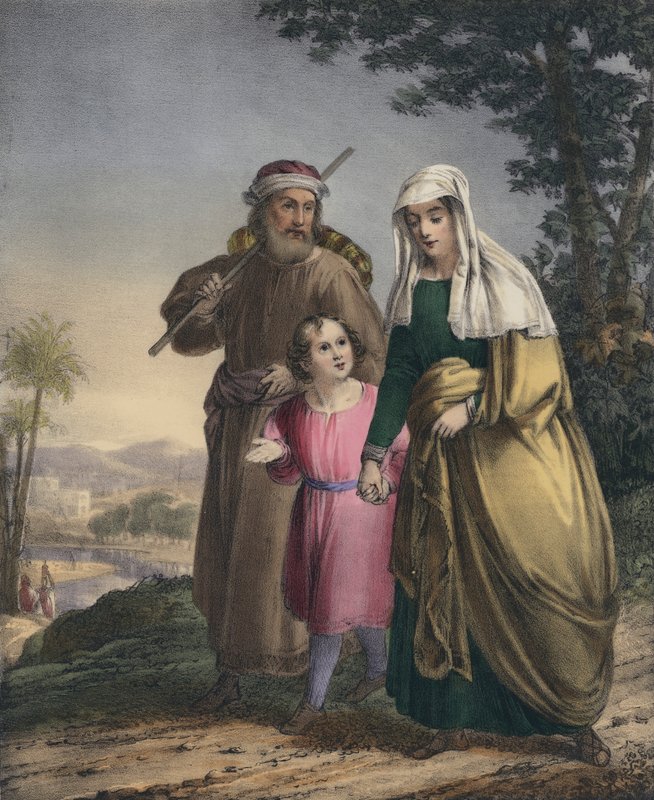 İsa, ailesiyle birlikte Nasıra'ya dönüyor (renkli gravür) by Siegfried Detler Bendixen