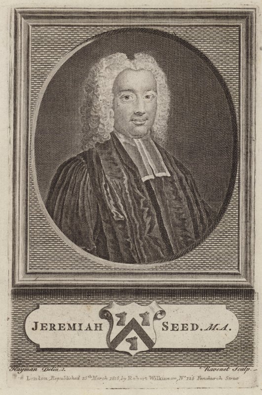 Jeremiah Seed, İngiliz din adamı ve akademik (gravür) by Simon Francois (after) Ravenet