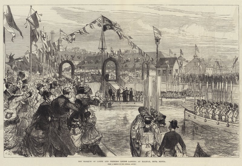 The Marquis of Lorne and Princess Louise landing at Halifax, Nova Scotia  by Sir John Charles Robinson