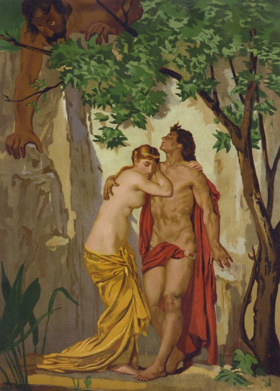 Galatea ve Acis dev Polyphemus tarafından şaşırttı by Spanish School