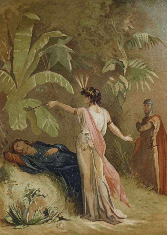 Merlin ve Viviane, Gölün Leydisi by Spanish School
