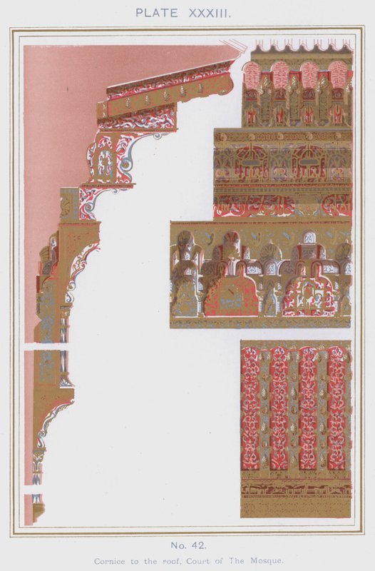 Çatıdaki korniş, Cami Avlusu (renkli taş) by Spanish School