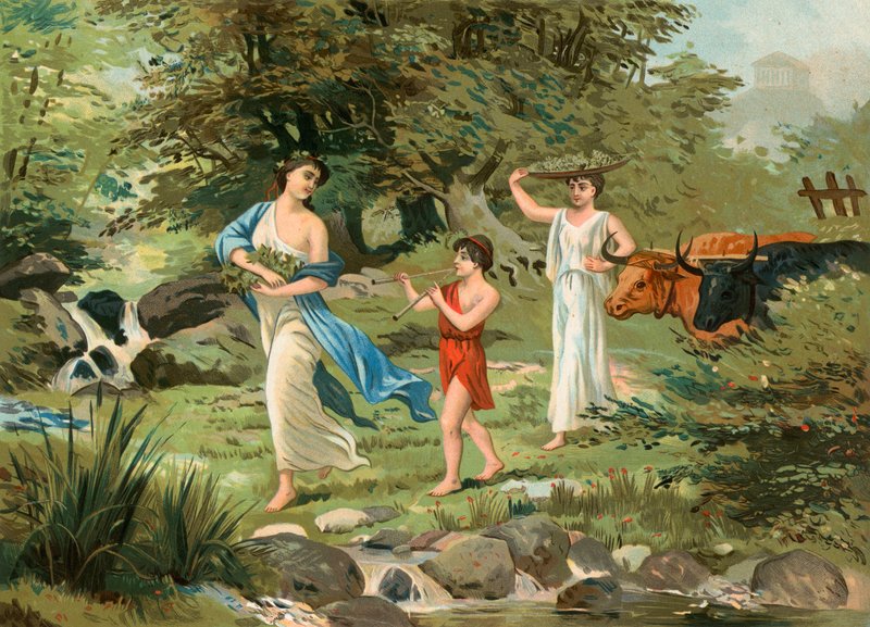 Greek family returning from the harvest by Spanish School
