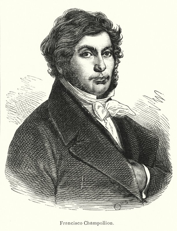 Jean-Francois Champollion, Fransız bilgin, filolog ve Eski Mısır hiyerogliflerinin (litho) deşifrecisi by Spanish School