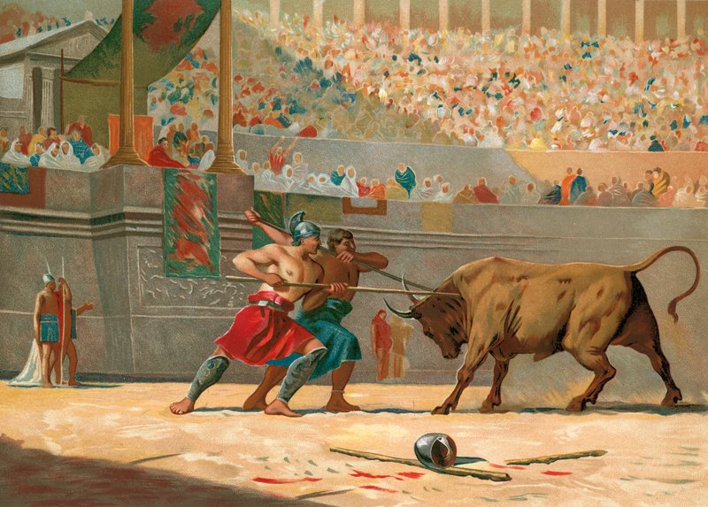 Julius Caesar bir sirk eğlencesini izliyor by Spanish School