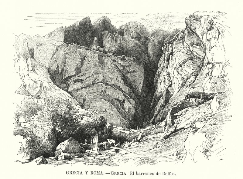 Delphi Ravine, Yunanistan (lito) by Spanish School
