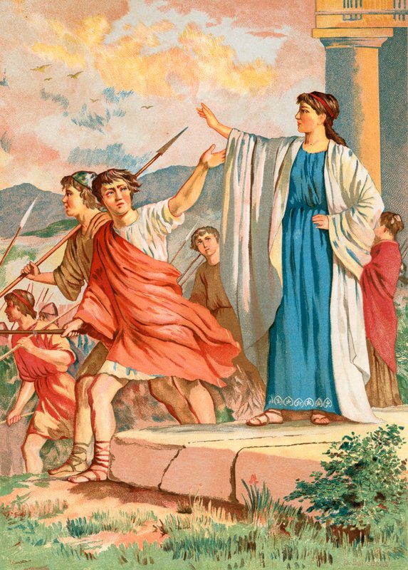 Spartalı anne, savaşa giden oğluna veda ederken by Spanish School