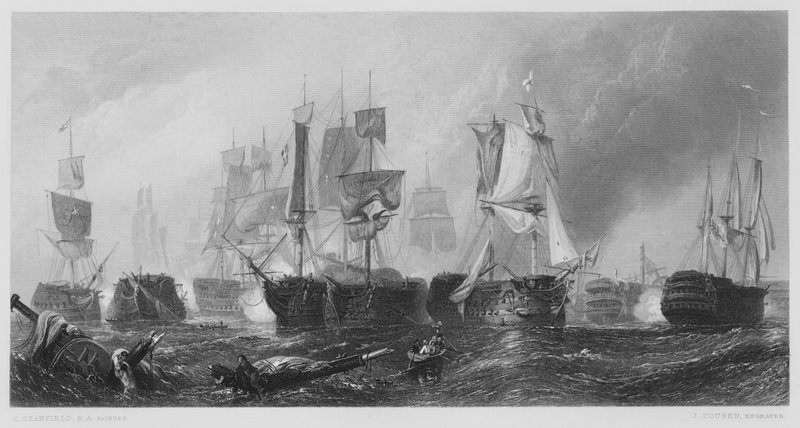 Vernon Galerisi'ndeki resimden Trafalgar Savaşı, by Stanfield