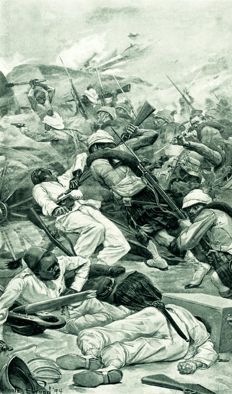 Tel el Kebir savaşında bir tabyaya hücum eden yaylalılar by Stanley L. Wood