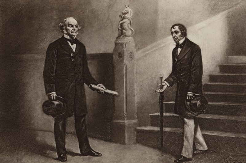 Gladstone ve Disraeli, Beaconsfield (fotogravür) by Stephen James (after) Ferris