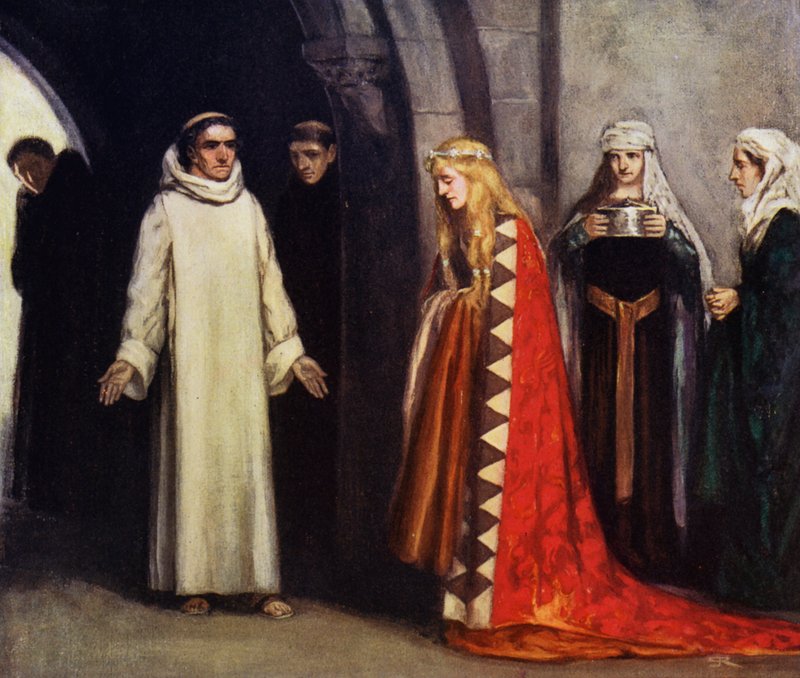 Saint Bernard ve Rahibe Hombeline (renkli taş) by Stephen Reid