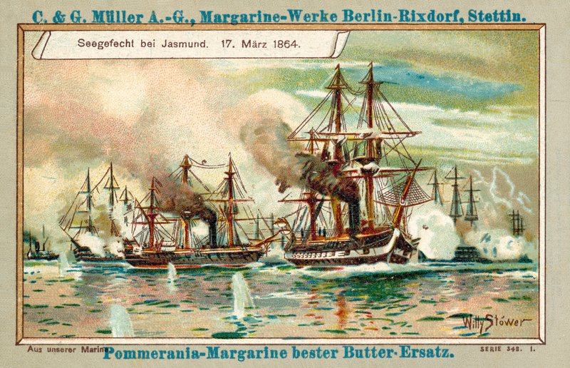 Jasmund deniz savaşı, 17 Mart 1864 (chromolitho) by Stoewer Willy