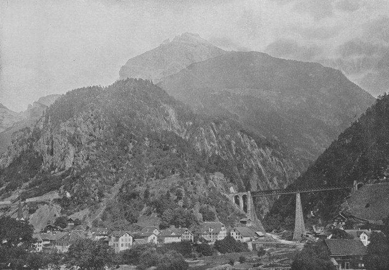 Amsteg, Gotthard Hattı (s/b fotoğraf) by Swiss Photographer