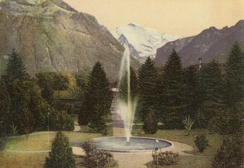 Bernese Oberland: Interlaken, Kurgarten (renkli fotoğraf) by Swiss Photographer