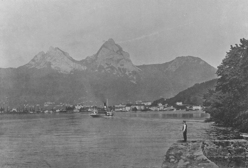 Brunnen ve Mythen, Lac des IV Kantonları (s/b fotoğraf) by Swiss Photographer