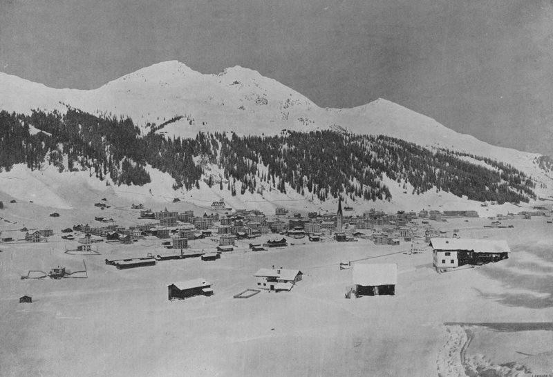 Davos-Platz ve Strelahorn (s/b resim) by Swiss Photographer