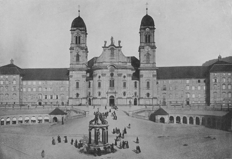 Einsiedeln, Facade du Couvent (s/b fotoğraf) by Swiss Photographer