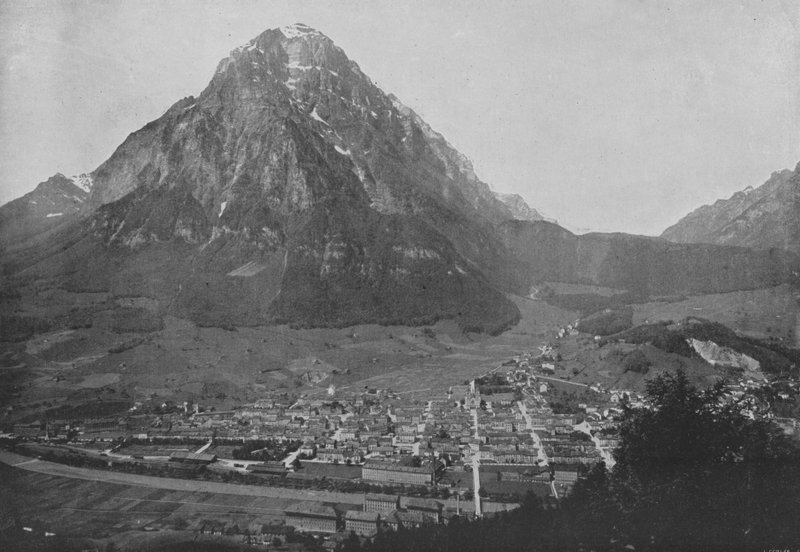 Glarus, Genel görünüm ve Glaernisch (s/b fotoğraf) by Swiss Photographer