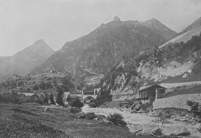 Wassen yakınlarındaki Gotthard Hattı (s/b fotoğraf) by Swiss Photographer