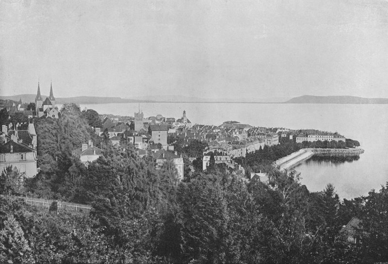 Neuchatel, Vue Generale (s/b fotoğraf) by Swiss Photographer