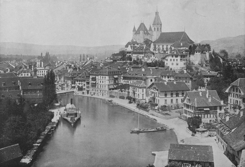 Thun, Genel Görünüm (s/b fotoğraf) by Swiss Photographer