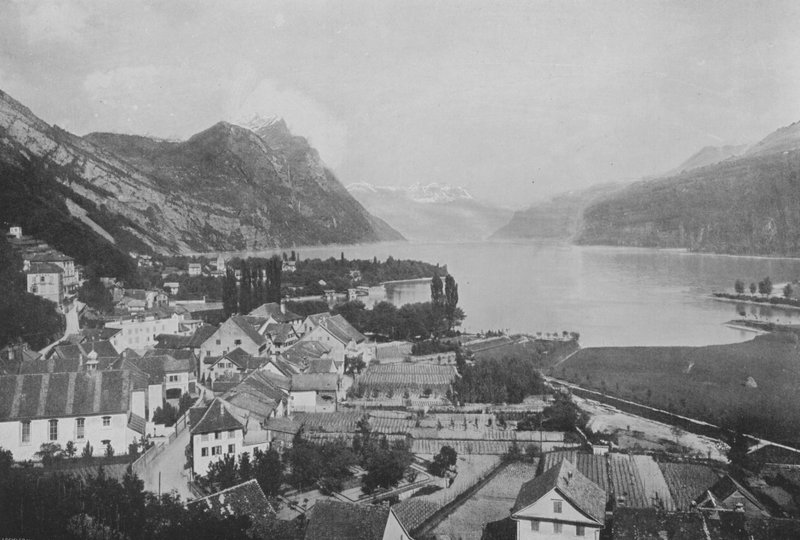Weesen, Lac de Wallenstadt (s/b fotoğraf) by Swiss Photographer