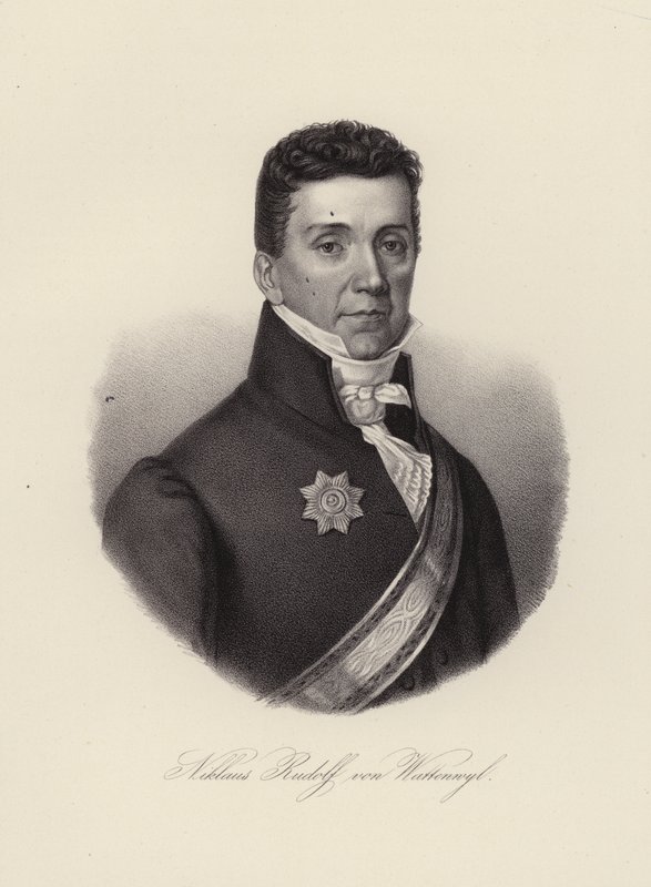 Niklaus Rudolf von Wattenwyl, İsviçreli general ve Bern kentindeki Restorasyonun son belediye başkanı (gravür) by Swiss School