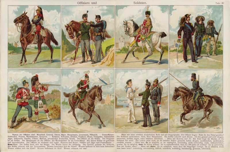 Avrupa ordularının subayları ve askerleri (chromolitho) by Swiss School